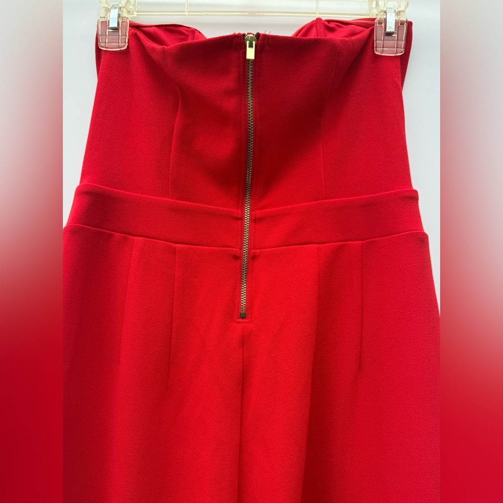 Express Red Sweetheart Jumpsuit Strapless Skinny Leg Size 4 - Picture 7 of 11